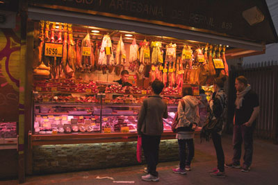 One of many stalls at La Boqueria market. Photo by Margaret Mallory