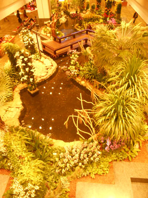 The Orchid Garden in Terminal 2 includes a koi pond.