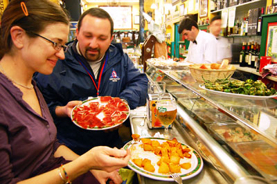 Making a meal of tasty tapas — available in bars throughout the day — is the perfect solution for travelers who can’t wait until 9 or 10 for dinner. Photo by Rick Steves