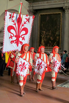 Celebration in the church of Santa Croce in honor of Dante’s 479th birthday. (Dante was a Florentine.)