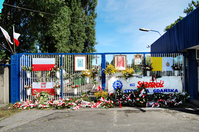 The gate at the Gdansk shipyard, where Polish workers staged their 1980 protest, is treated like a shrine.
