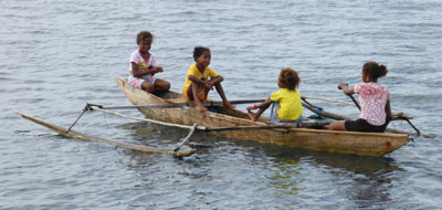 Papuan children at home on the water.