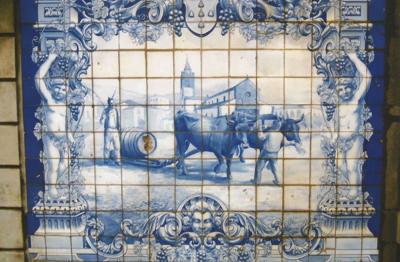 Blue-and-white-tile mural in Funchal.