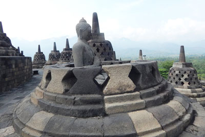 The Buddhist Borobudur Temple in central Java.