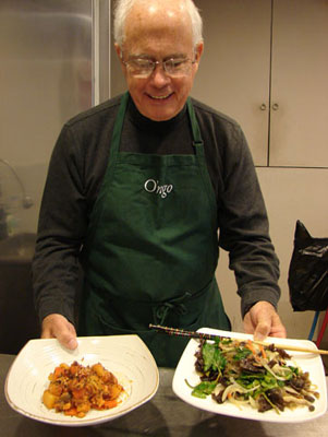 John Scott with (left) Dak Dori Tang and (right) Mushroom Japchae (see Feb. ’14, pg. 53) ready to serve. Photo by Sandra Scott