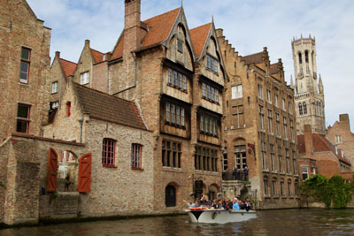 Exploring the historic canals in Bruges, Belgium.