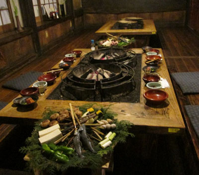 We grilled our own meal at Seifuso Inn, near Mt. Aso.