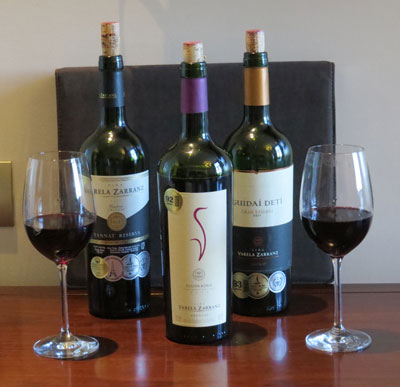 A typical Uruguayan wine-tasting “pour” — definitely not California’s measured one ounce!
