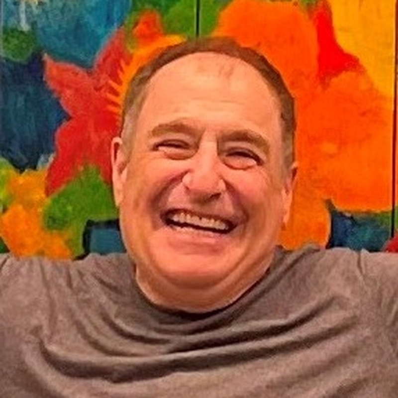 man with colorful background