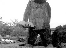 Sculpture of the giant troll Gudar, Jutland, Denmark