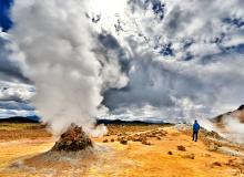 Namafjall, along the Ring Road that circles Iceland, is one of the island’s most accessible and impressive geothermal areas. Photo by Cameron Hewitt