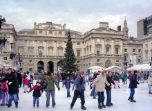 In London, the courtyard at Somerset House transforms into an ice-skating rink every year from mid-November to January. Photo by Lauren Mills