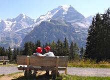 Emily and Al Moore enjoying the view from Allmendhubel, a hill above Mürren.