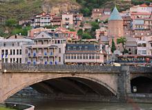 Narikala Fortress, overlooking the Old Town of Tbilisi, Georgia, dates to the 4th century.