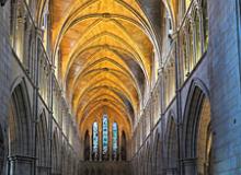 Interior of the Cathedral & Collegiate Church of St Saviour & St Mary Overie, since 1905 known as Southwark Cathedral, whose construction began in 1839 — London.