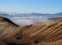 Our reward — a lovely view at lunch from Shepayzhey Pass (13,513 feet), one rarely seen by other humans.