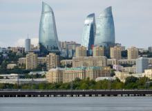 View of Baku’s Flame Towers.