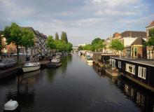 The canals of Leiden are especially beautiful at sunset.