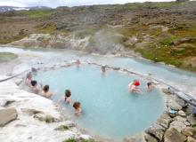 Hot springs pool at Hveravellir — a true oasis in Iceland’s spartan lava interior. Photos by Randy Keck