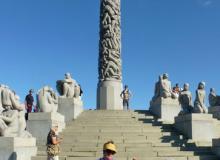 Within Frogner Park in Oslo, Norway, tour groups are among the many visitors to the sculpture park featuring works by Gustav Vigeland. Photo by Randy Keck