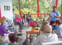 Our group talking with children at Hacienda Venecia, outside of Manizales, Colombia. 