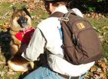 Randy, with his Totto backpack, and his dog, Princess.