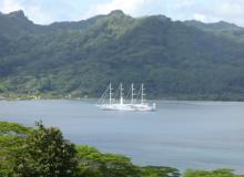 The Wind Spirit anchored off Huahine. Photo by Jerry Vetowich