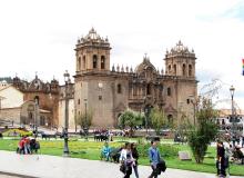 Cuzco’s cathedral, built with blocks taken from the nearby site of Sacsayhuamán.