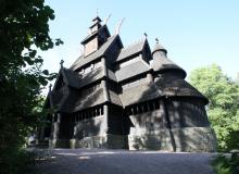The stave church from Gol at the Norsk Folkemuseum in Oslo, Norway, has been dated to at least AD 1212.