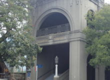 The grand entrance to the stairs to the bridge level — Sydney. Photos by Lorenz Rychner