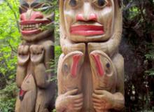 Totem poles at Capilano Suspension Bridge Park, North Vancouver. Photo by Julie Skurdenis