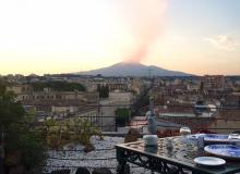 The active volcano Mt. Etna as seen from the roof terrace of the UNA Hotel Palace in Catania. Photo by Ging Steinberg