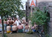 A rustic sauna in a workaday Helsinki neighbor- hood. Photo by Rick Steves