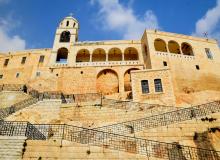 The dramatic façade of Saidnaya Monastery.