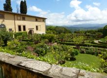View of the beautiful garden at Villa Poggio Torselli near San Casciano Val di Pesa.