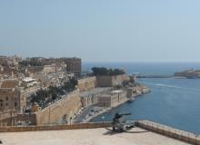 View of the Grand Harbour of Valletta, Malta, as seen from the battlement.