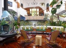 The inviting lobby of Finca Rosa Blanca, near San José.