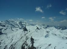 The Swiss Alps as seen from within the Piz Gloria complex on the summit of Schil