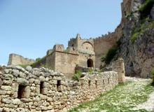 Acrocorinth, the acropolis of the ancient city of Corinth.