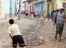 Street ball erupts with no warning in the streets of Trinidad, Cuba. Photos: Keck