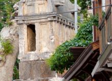 An ancient Lycian rock sarcophagus