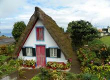 A thatch-roofed cottage near Santana, Madeira. 