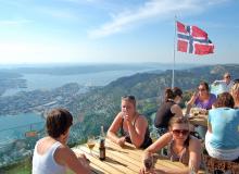 A flag-flying perch above Bergen, Norway. Photo by Rick Steves