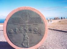 Plaque for Children of the Earth monument at North Cape on Magerøya Isla