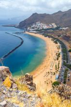 Aerial view of Playa de las Teresitas, a Blue Flag beach near Santa Cruz de Tenerife, Canary Islands, Spain. Photo: ©dziewul/123rf.com
