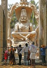 Narasimha, the lion-headed Hindu deity, in Lakshmi Narasimha Temple (UNESCO Site No. 241) — Hampi, India. Photo by David J. Patten