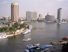 View of the Nile and Cairo from the Cairo Sheraton Hotel. Photos: Keck