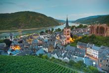 Bacharach (below its ruined chapel) on the Rhine River. Photo by Dominic Arizona Bonuccelli