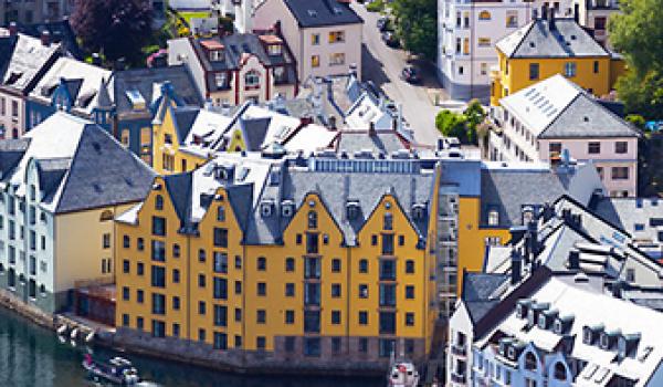 The port town of Ålesund, Norway.