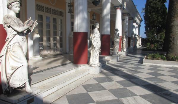 The Periclean colonnade at Achilleion Palace on Corfu. Photos by Carole Feldman